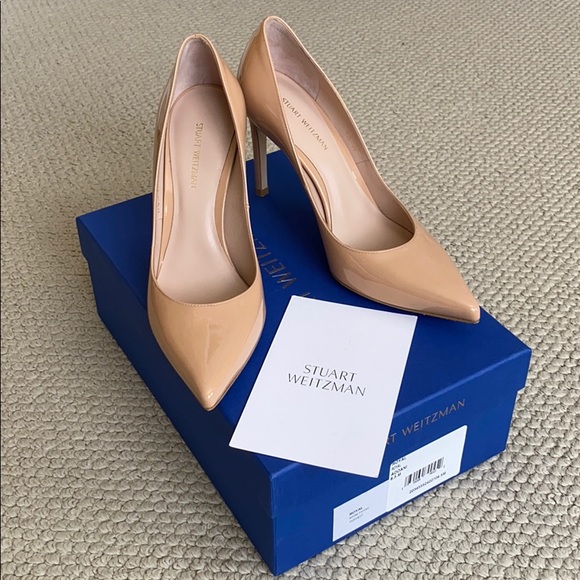stuart weitzman royal patent leather pumps